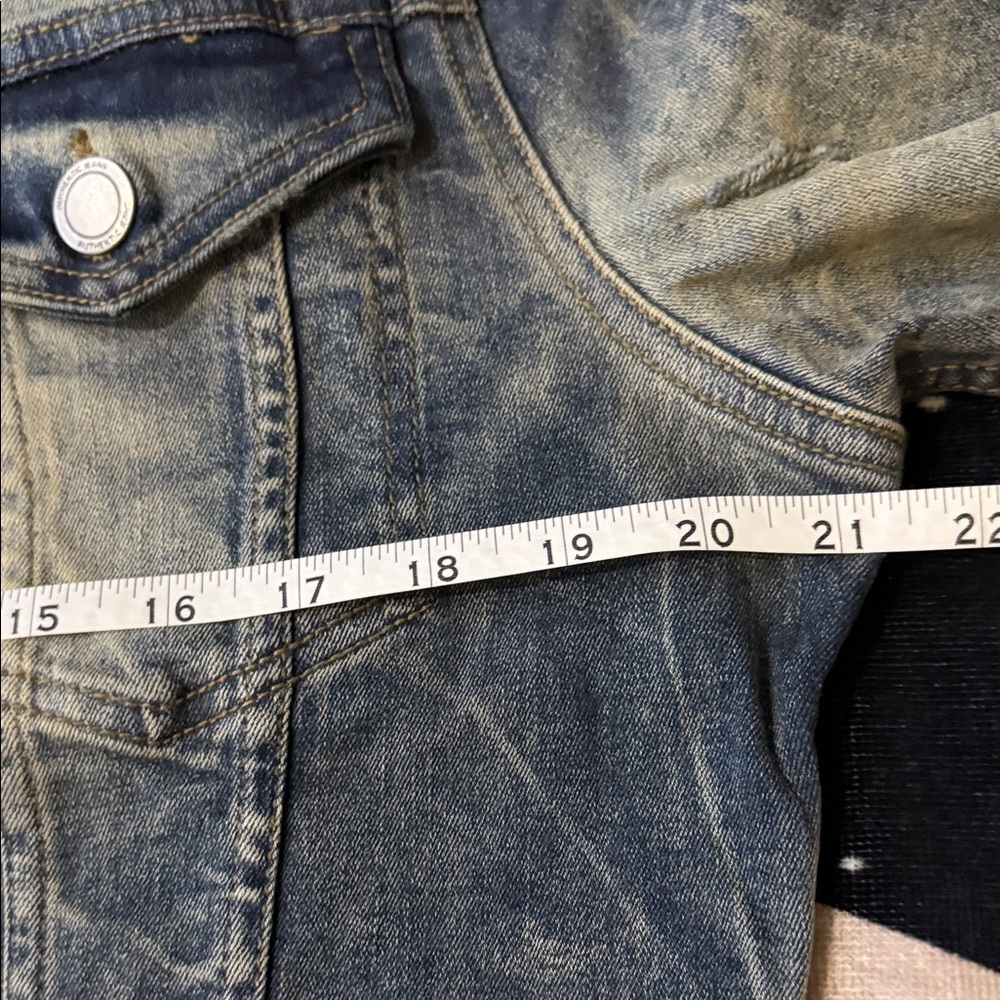 OXYD Premium Denim Men's Distressed Denim Jacket, Size Small - Picture 9 of 16